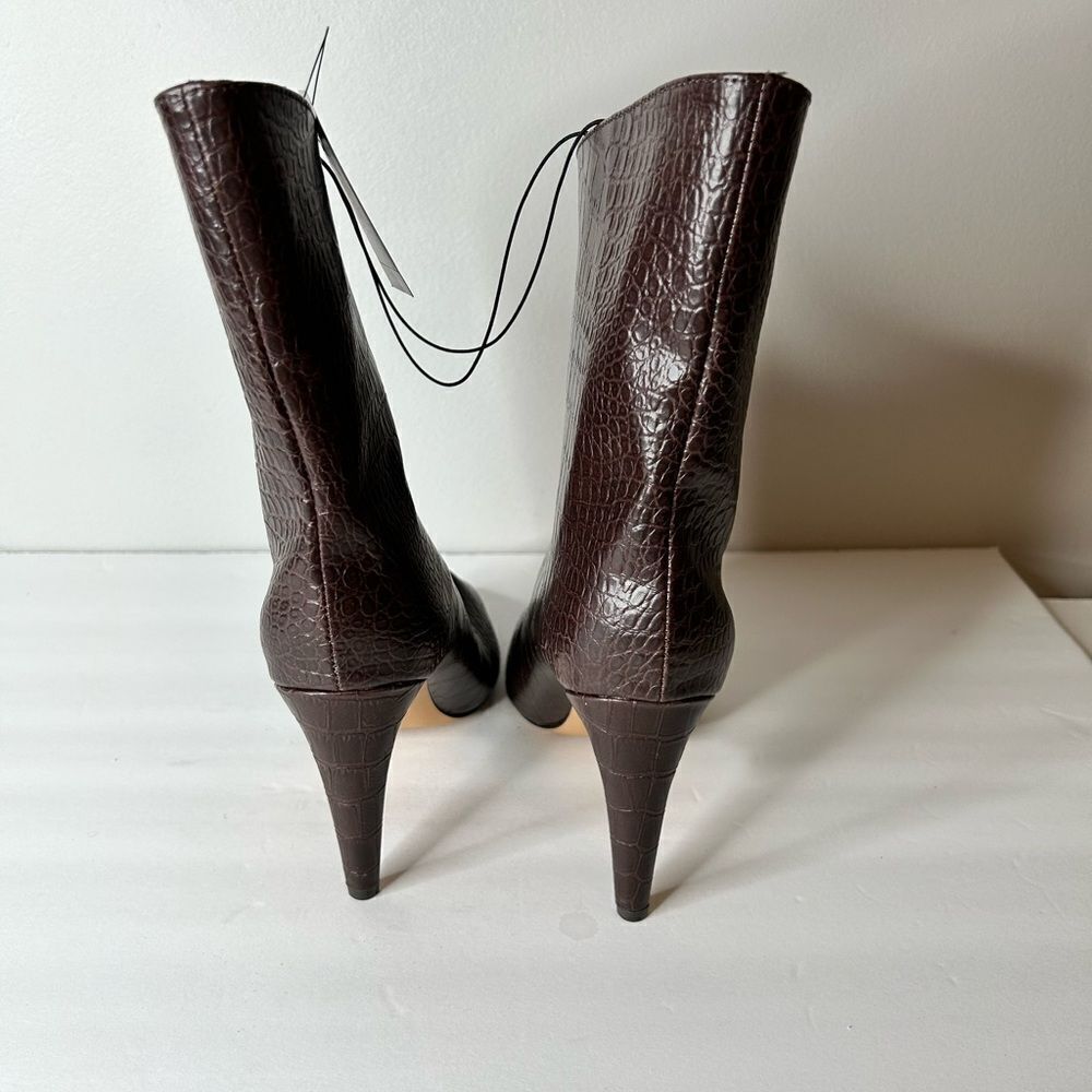 Express Snakeskin Textured Asymmetrical Booties - Picture 4 of 6